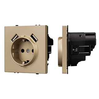 Механизм розетки с USB зарядкой SCT-NOBE-MUAA-SFPL-GD (230V, 16A) (Arlight, Золотой песок)