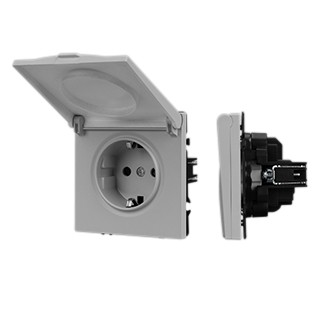 Механизм розетки влагозащищённый SCT-NOBE-MCP-SFPL-IS (230V, 16A) (Arlight, Никель)