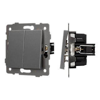 Механизм выключателя двухклавишный самовозвратный SWT-MKR2-PL-GR-V (250V, 10A) (Arlight, -)