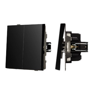Механизм выключателя двухклавишный непроходной SWT-TENDO-MK02-PL-BK (230V, 10A) (Arlight, Черный)