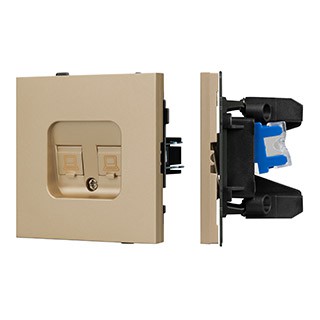 Механизм компьютерной розетки двойной SCT-TENDO-MPC2-SFPL-GD (RJ-45, CAT6) (Arlight, Матовый песочный)