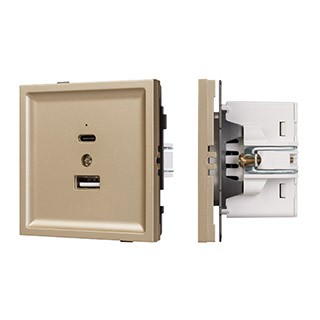 Механизм USB розетки SCT-TENDO-MUAC-SFPL-GD (5V, 3A, QC3) (Arlight, Матовый песочный)