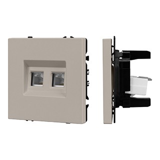 Механизм сдвоенной компьютерной розетки SCT-NOBE-MPC2-SFPL-CA (RJ-45, CAT6) (Arlight, Кашемир)