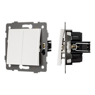 Механизм выключателя двухклавишный самовозвратный SWT-MKR2-PL-WH-V (250V, 10A) (Arlight, -)