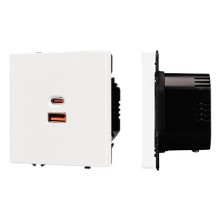 Механизм розетки с быстрой USB зарядкой SCT-NOBE-MUAC-SFPL-FC-WH (65W, QC3) (Arlight, Белый кварц)