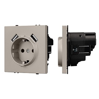 Механизм розетки с USB зарядкой SCT-NOBE-MUAA-SFPL-CA (230V, 16A) (Arlight, Кашемир)