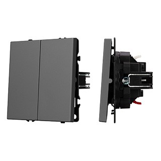 Механизм выключателя двухклавишный непроходной SWT-NOBE-MK02-SFPL-GR (230V, 10A) (Arlight, Серый базальт)