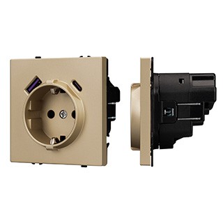 Механизм розетки с USB зарядкой SCT-NOBE-MUAC-SFPL-GD (230V, 16A) (Arlight, Золотой песок)