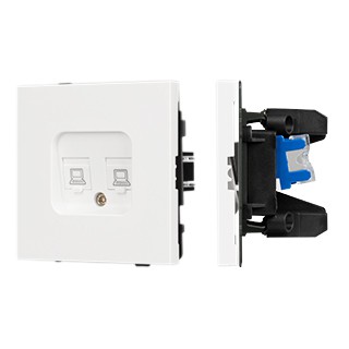 Механизм компьютерной розетки двойной SCT-TENDO-MPC2-SFPL-WH (RJ-45, CAT6) (Arlight, Матовый белый)