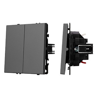 Механизм выключателя двухклавишный проходной SWT-NOBE-MKP2-SFPL-GR (230V, 10A) (Arlight, Серый базальт)