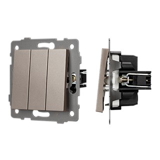 Механизм выключателя трехклавишный непроходной SWT-MK03-PL-GD-V (250V, 10A) (Arlight, -)