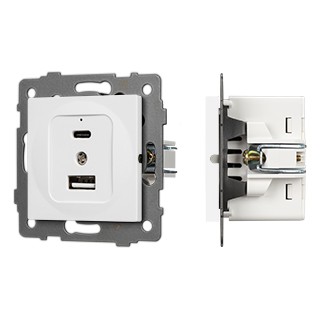 Механизм USB розетки SCT-MUAC-PL-WH-V (5V, 3A, QC4) (Arlight, -)